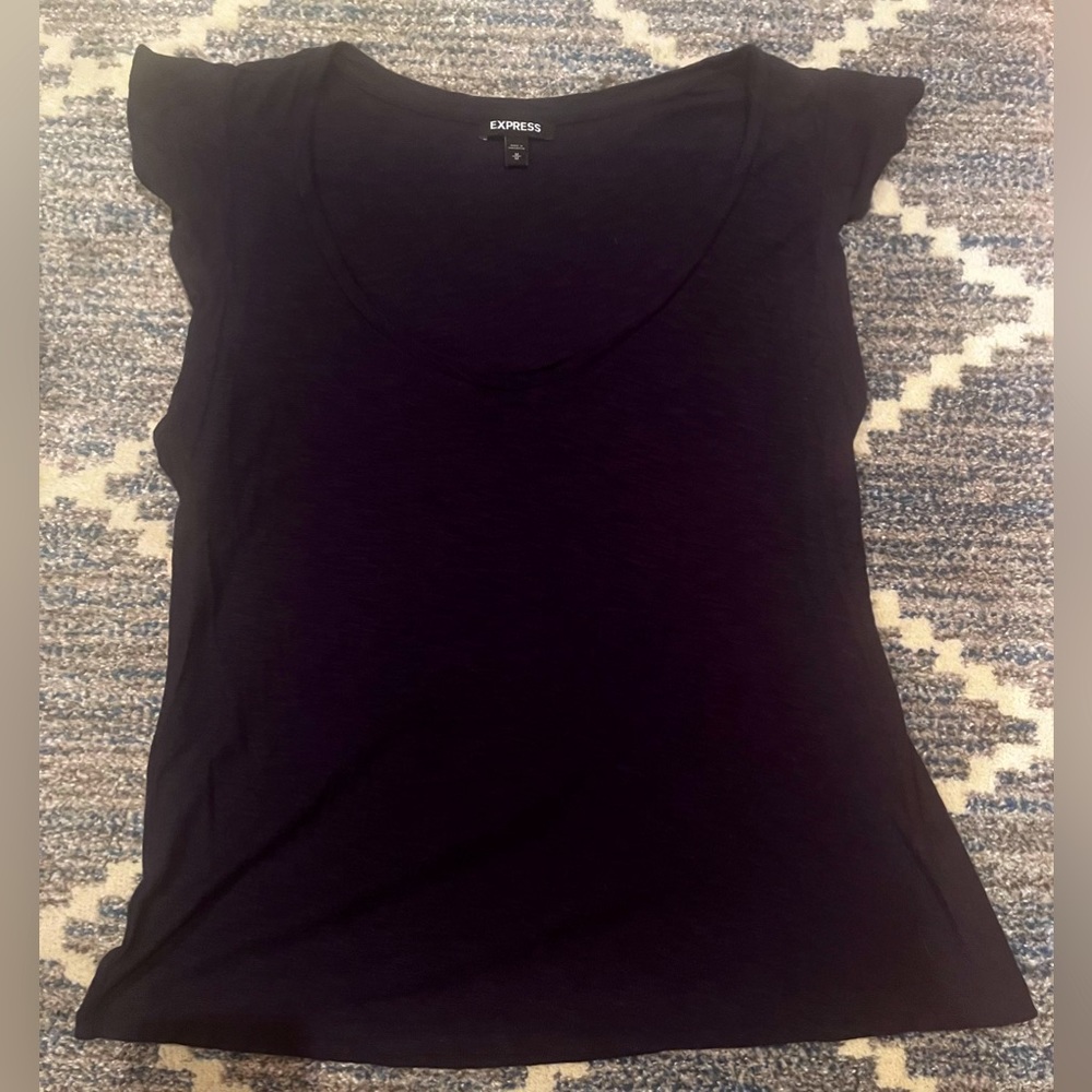 Express Size M Navy Blue Flutter Sleeve Tee